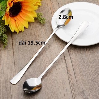 (Đá R) Set 5 Chiếc Thìa Sinh Tố Inox Muỗng Cà Phê Thép Không Rỉ 20 /23cm Cán Dài Chanh Đá