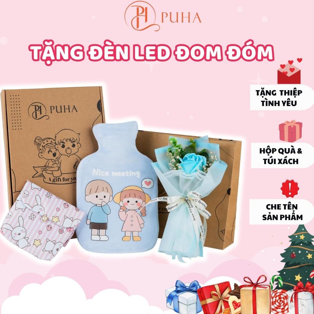 Ảnh Túi chườm nóng bụng kinh PUHA 1000ml phiên bản Love You hộp quà tặng bạn gái có hoa hồng sáp 1