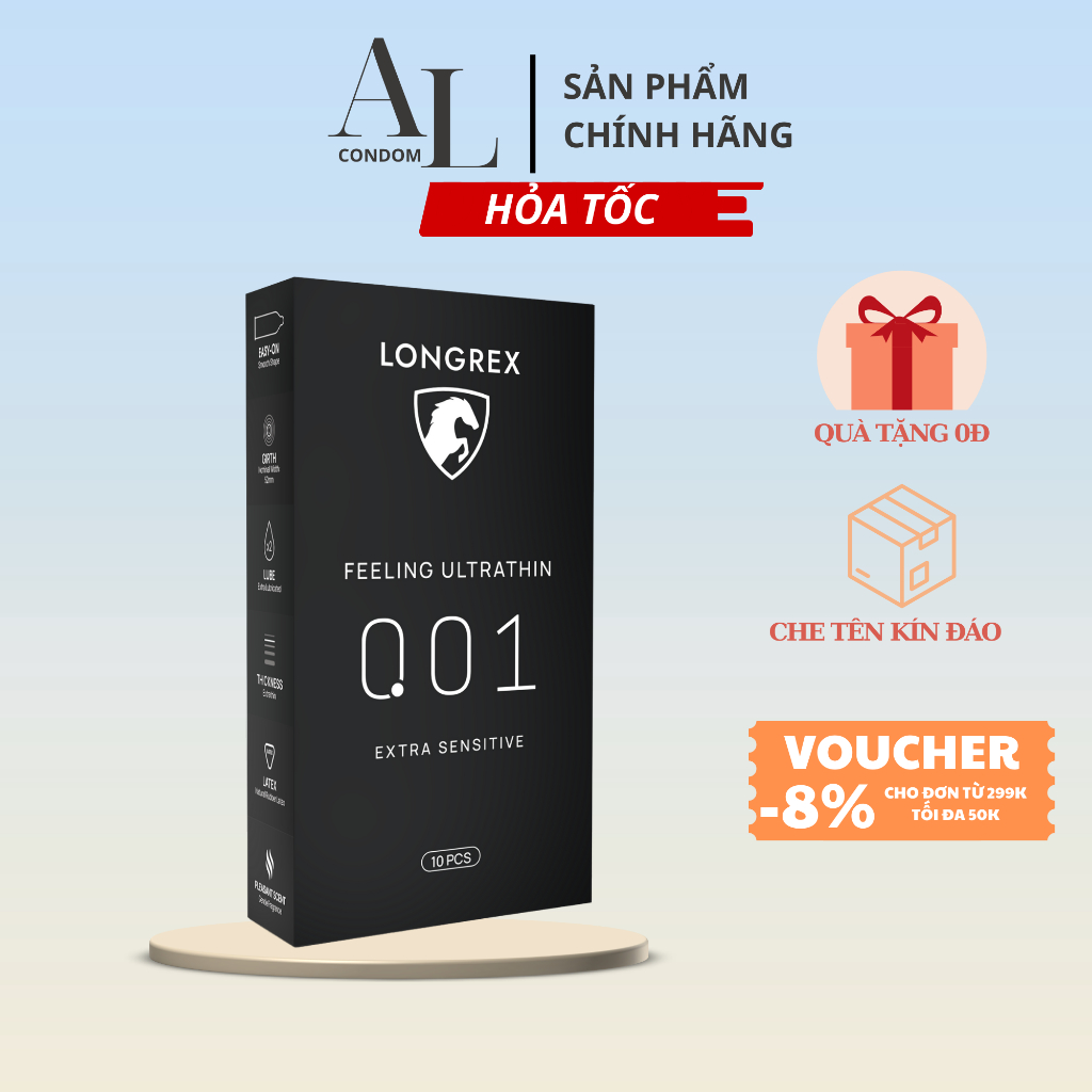 Bao cao su siêu mỏng kéo dài thời gian quan hệ Longrex Extra Sensitive ...