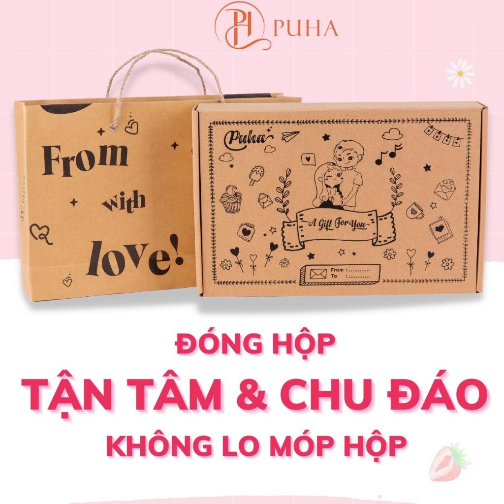 Ảnh Túi chườm nóng bụng kinh PUHA 1000ml phiên bản Love You hộp quà tặng bạn gái có hoa hồng sáp 3