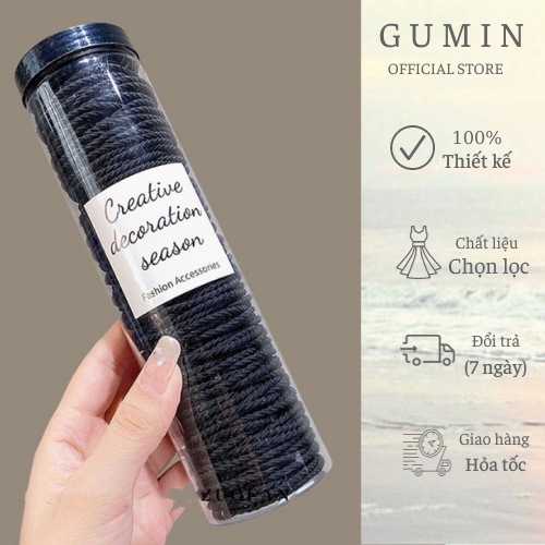 SET 100 Dây Buộc Tóc Đen GUMIN Hand made Cao Su Co Giãn Thời Trang Phong Cách Hàn Quốc Cực Xinh