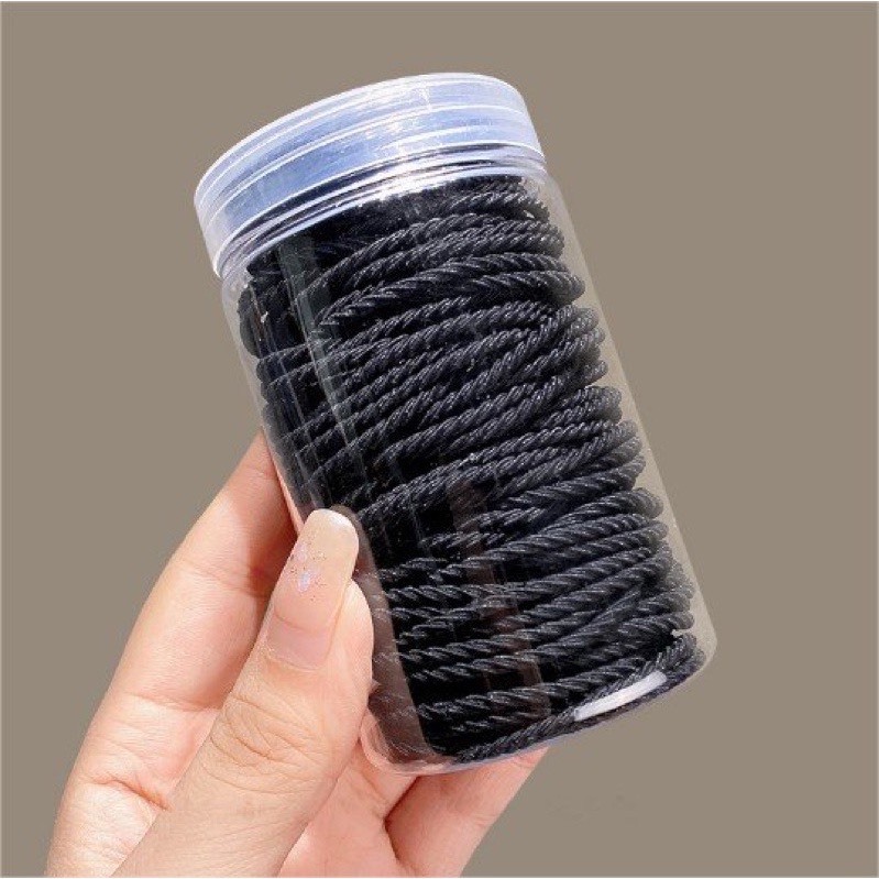 SET 100 Dây Buộc Tóc Đen GUMIN Hand made Cao Su Co Giãn Thời Trang Phong Cách Hàn Quốc Cực Xinh