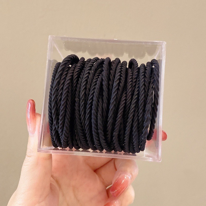 SET 100 Dây Buộc Tóc Đen GUMIN Hand made Cao Su Co Giãn Thời Trang Phong Cách Hàn Quốc Cực Xinh