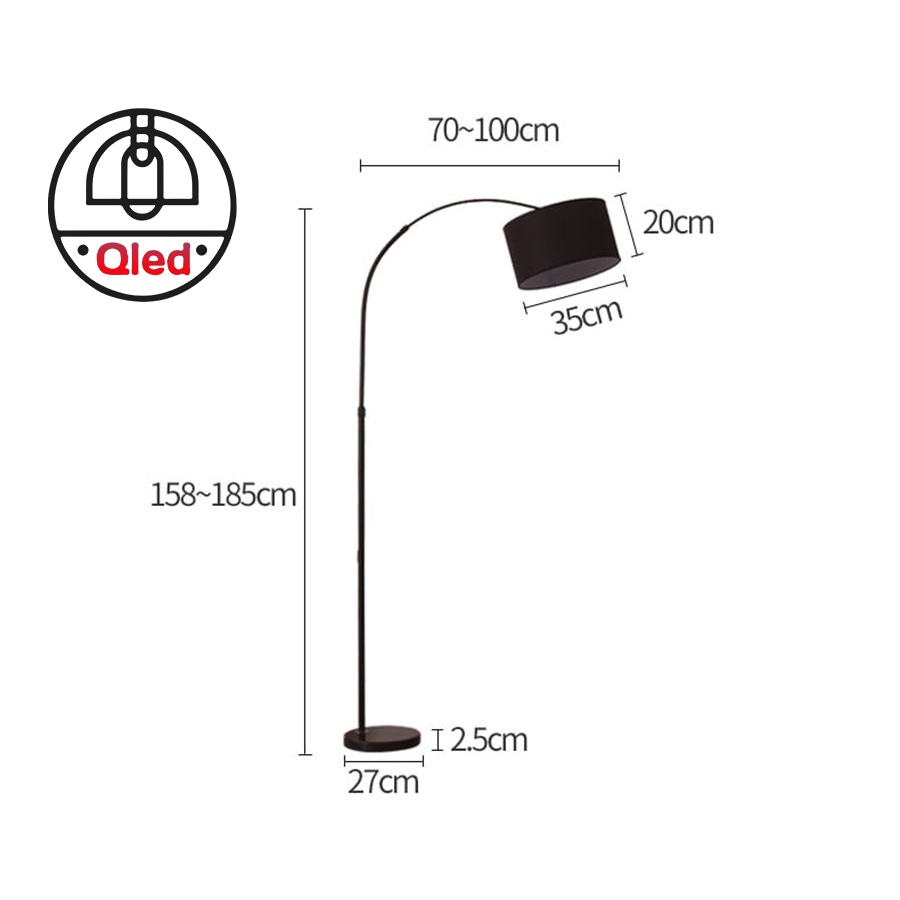 Đèn cây đứng Qled chao lụa đế đá tự nhiên cao cấp (Tặng bóng)