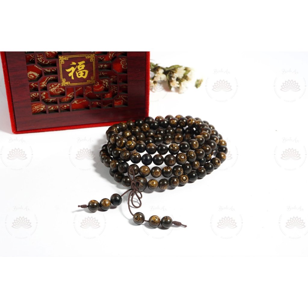 Vòng Tay 108 Hạt Trầm Hương nữ Sánh Chìm Mix sen đá thạch anh đỏ- Chuỗi Tràng Hạt - Size 6mm-Trầm Hương Bình An