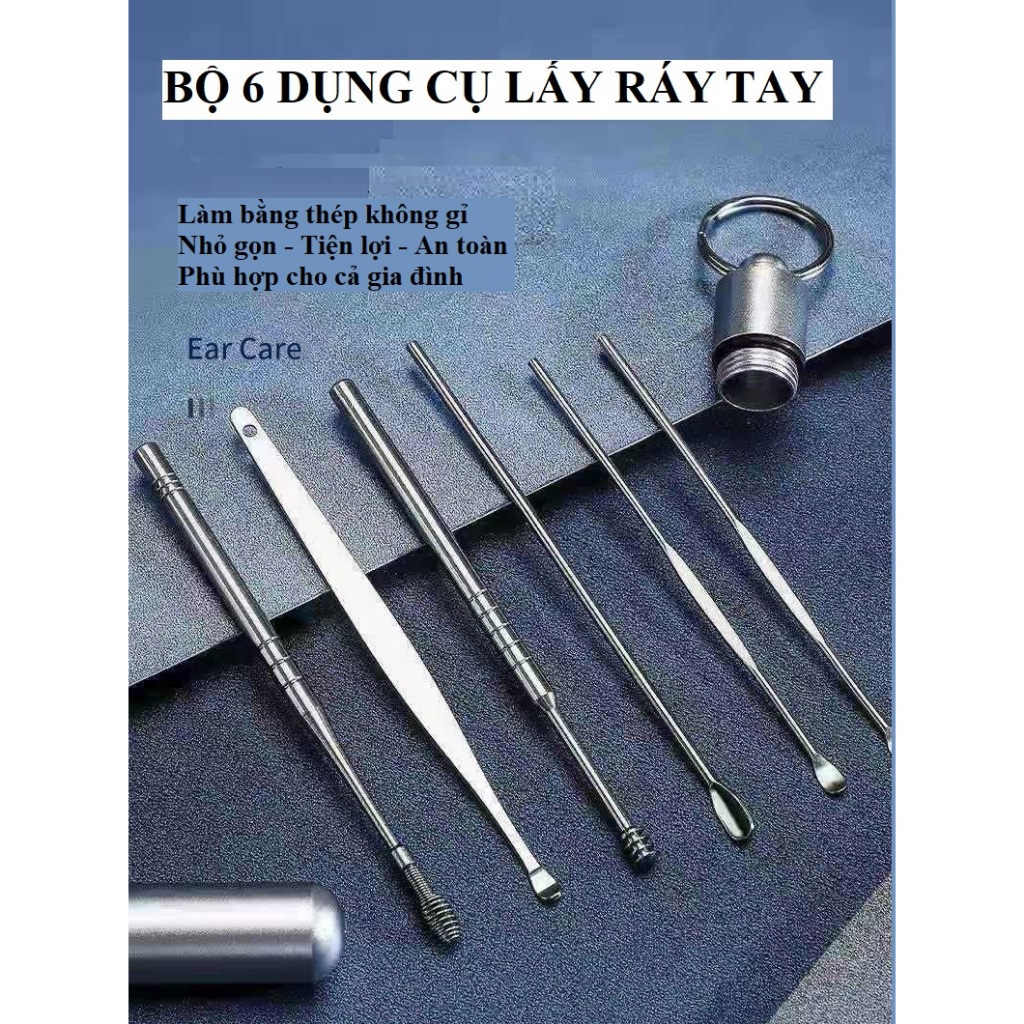 Bộ 6 Dụng Cụ Lấy Ráy Tai, Ngoáy Tai Bằng Thép Không Gỉ - Cao Cấp Có Móc ...