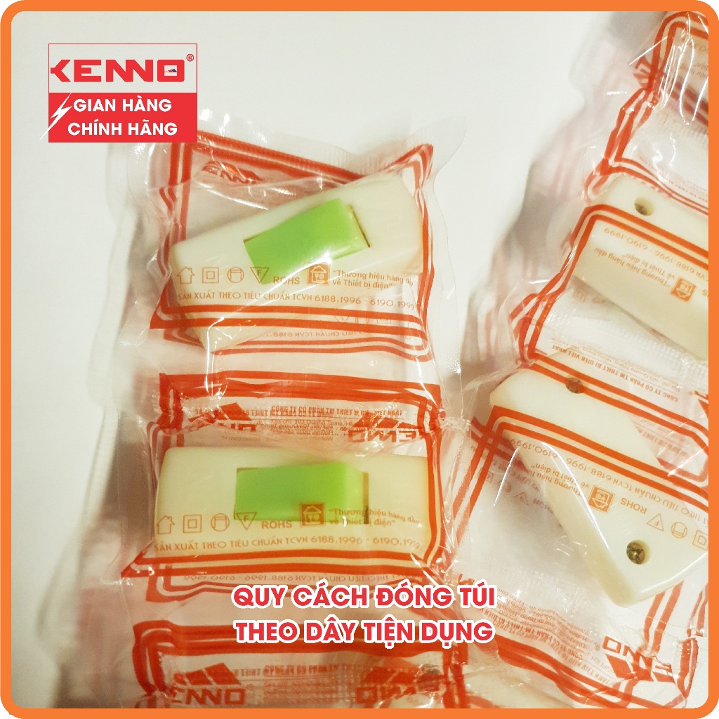 Công tắc điện quả nhót bật dạ quang KENNO NT cực đồng đúc