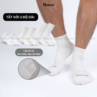 Tất nam nữ trơn GOMTAT màu trắng, lót xù dày dặn, thiết kế giữ ấm chất liệu cotton êm chân - STA-5009-1DOI