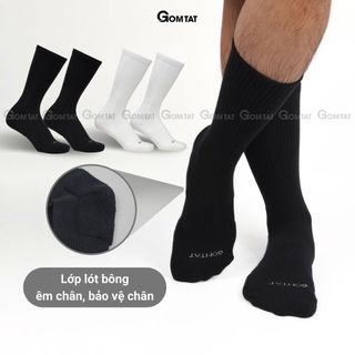 Tất cổ cao nam nữ GOMTAT, chất liệu cotton hút ẩm khử mùi, có đệm lót xù êm chân - STA-5009-CAO-1DOI