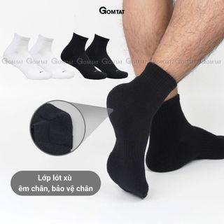 Tất cổ ngắn nam nữ GOMTAT, chất liệu cotton hút ẩm khử mùi kháng khuẩn, có đệm xù êm chân - STA-5009-NGAN-1DOI