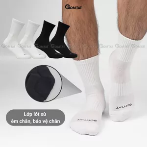 Tất cổ lửng nam nữ GOMTAT, chất liệu cotton dày dặn thoáng khí, có đệm lót xù êm ái - STA-5009-TRUNG-1DOI