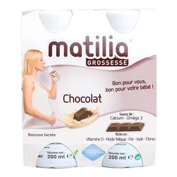 Sữa bầu Matilia Vị Vani Socola Dâu Tây Bánh Quy Sữa Bầu Pha Sẵn Bổ Sung Dưỡng Chất Cho Bé (Lốc 4 hộp) 200ml