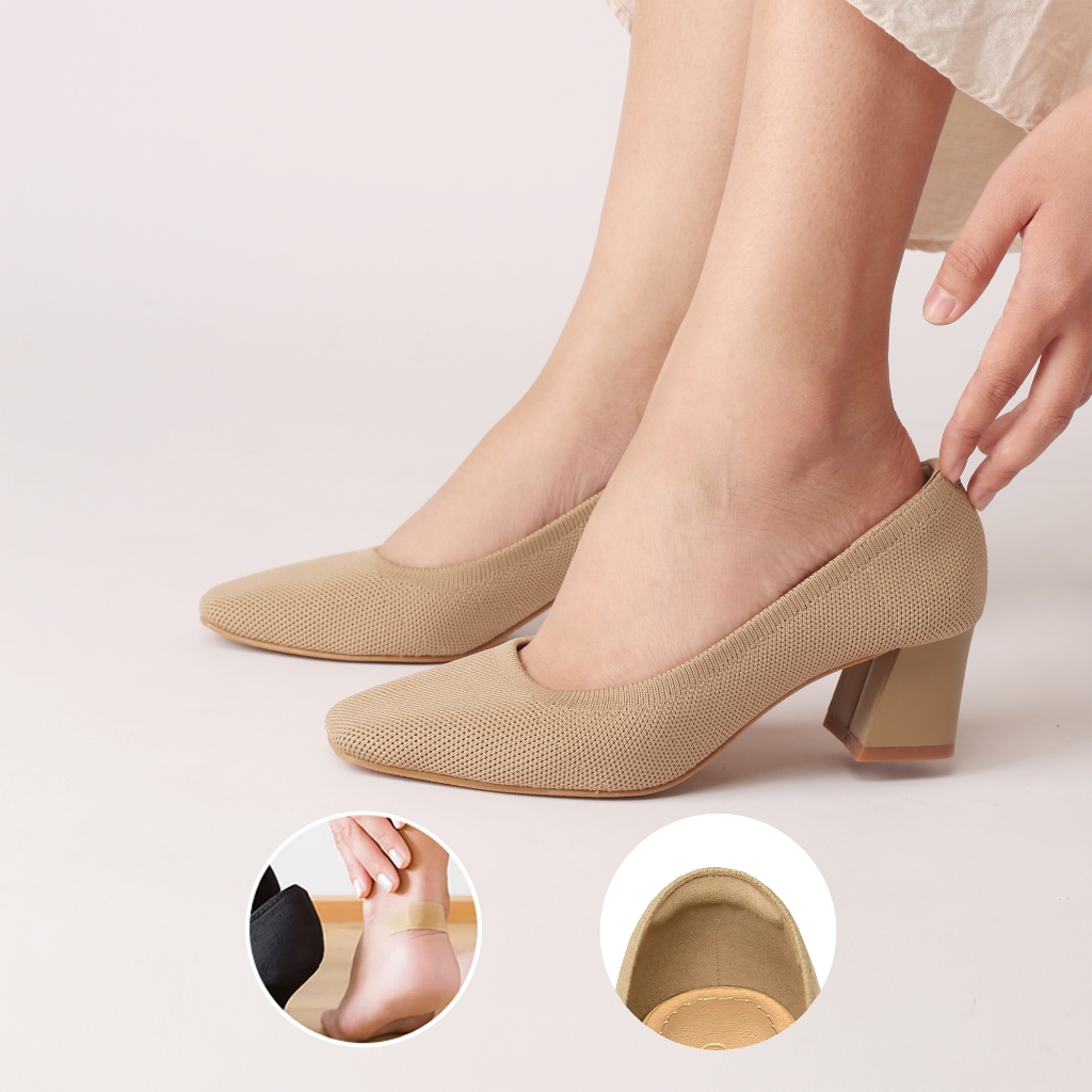 CORII - Giày Bít Cao Gót Mũi Vuông The Elegance Thời Trang và Thoải Mái Nhất - CR04EG2 Kem Da