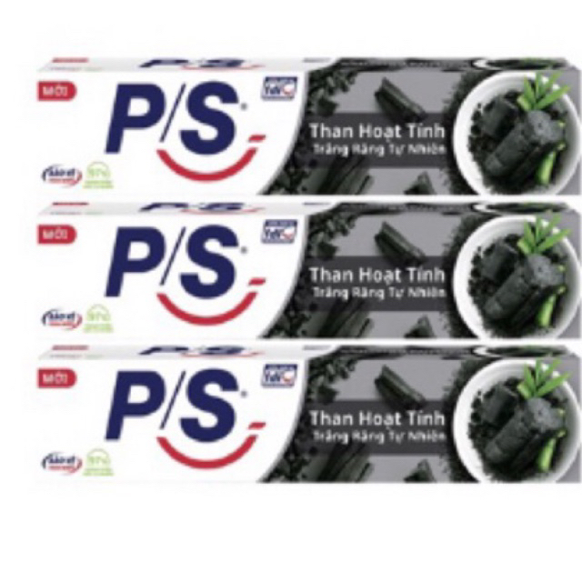 Bộ 3 Hộp Kem đánh răng P/S Thiên nhiên Than Hoạt Tính cho nụ cười trắng chuẩn tự nhiên 180gr