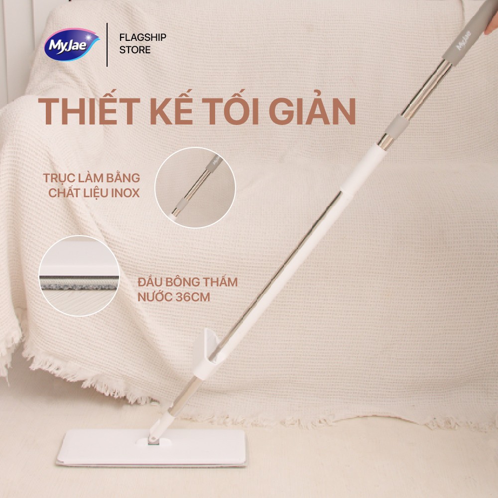 Ảnh Cây Lau Nhà MyJae Đài Loan Sợi Polyester Kéo Vắt Thông Minh Sạch Nhanh 360 Độ 125cm 2