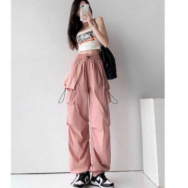 Quần Kaki Ống Rộng Túi Hộp Dây Rút Bo Gấu Thời Trang Hàn Quốc Siêu Cá Tính Mã