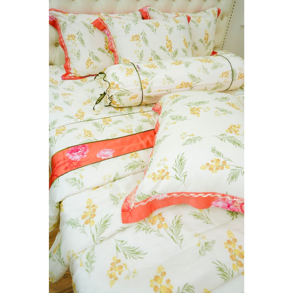 Bộ Chăn Ga Gối 810 Lụa Tencel JULIA Sợi Bông Siêu Mềm Mịn Hàn Quốc Họa Tiết Hoa