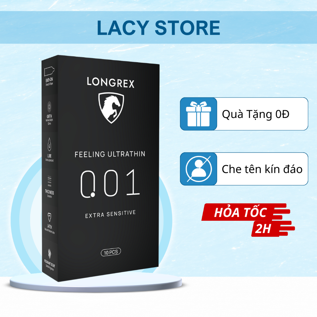 Bao cao su siêu mỏng kéo dài thời gian quan hệ Longrex Extra Sensitive ...