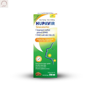 Nước súc miệng súc họng Hupavir 250ml chiết xuất nấm vân chi, trà xanh, lá neem hỗ trợ sùi, hạt lympho cho cả nam và nữ