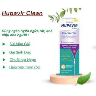 Dung dịch vệ sinh Hupavir Sinecatechin Clean 120ml hỗ trợ Sùi mào gà, gai, herpes rửa hàng ngày cho cả nam và nữ