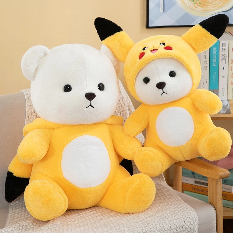 Gấu Bông Lena Cosplay Gấu Dâu Tây Lotso Đội Mũ Khủng Long Gấu Trúc Kuromi PIkachu Cáo Hồng - G121