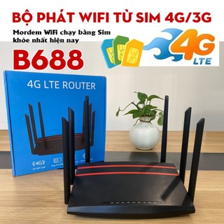Cục phát wifi từ sim 4G, bộ phát wifi 4G LTE B688 có 1 cổng WAN 4 cổng LAN, 6 ăngten Siêu Khỏe, hàng cao cấp