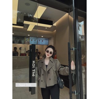 Áo Khoác Măng Tô Dạ Ép Dáng Ngắn Trơn Basic Freesize
