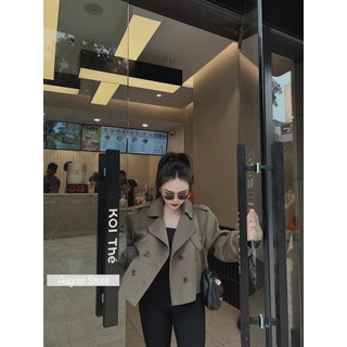 Áo Khoác Măng Tô Dạ Ép Dáng Ngắn Trơn Basic Freesize