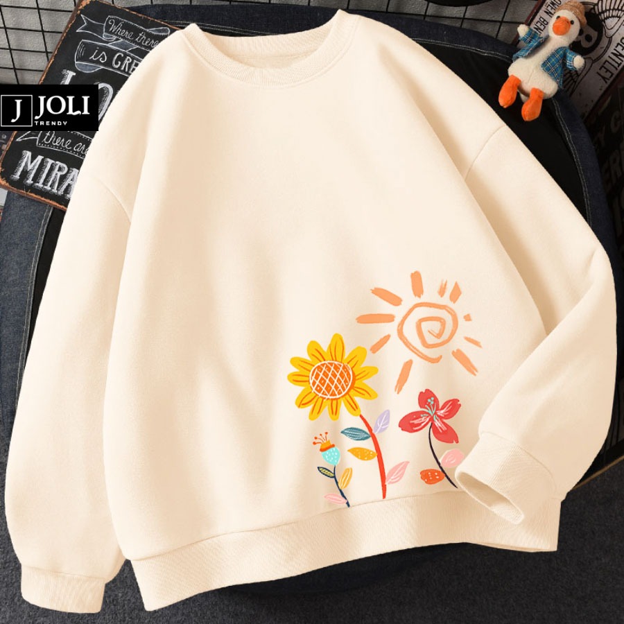 Flower print raglan hot sale sleeve dip hem sweater