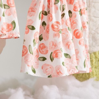 Váy bé gái hai dây hoa hồng 1-6 tuổi  (9-26kg) N011