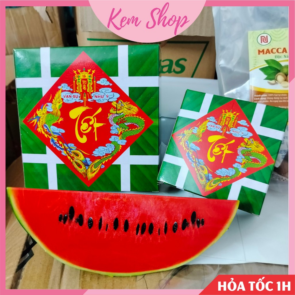 Mô hình bánh chưng, bánh tét, dưa hấu bằng hộp giấy trang trí Tết - Kem Shop K55