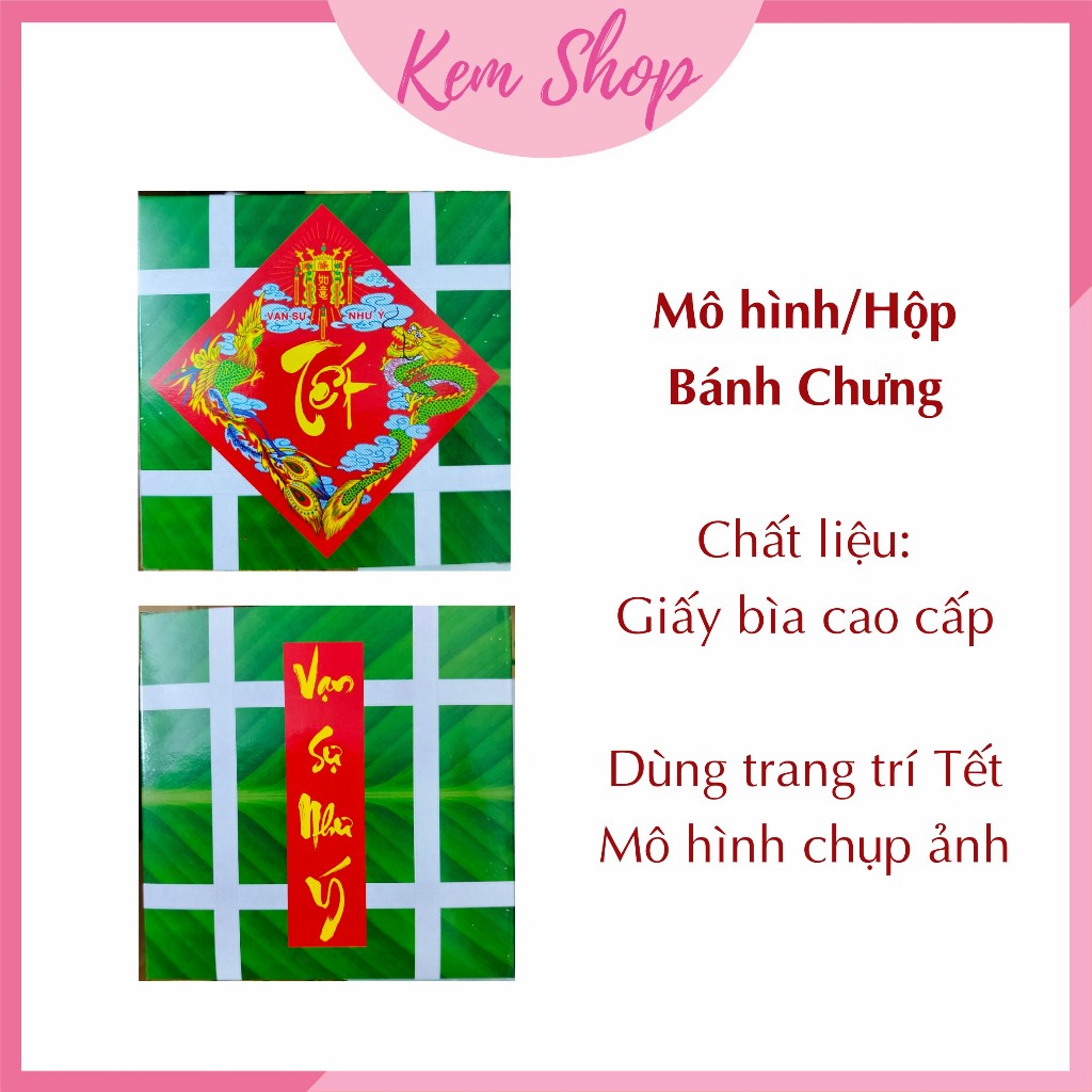 Mô hình bánh chưng, bánh tét, dưa hấu bằng hộp giấy trang trí Tết - Kem Shop K55