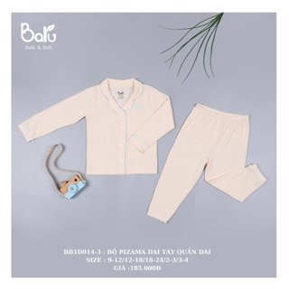 Bộ Pizama cổ đức Baru mềm mại đủ màu cho bé