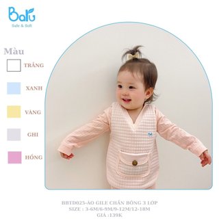Áo gile chần bông 3 lớp Baru giữ ấm cho bé
