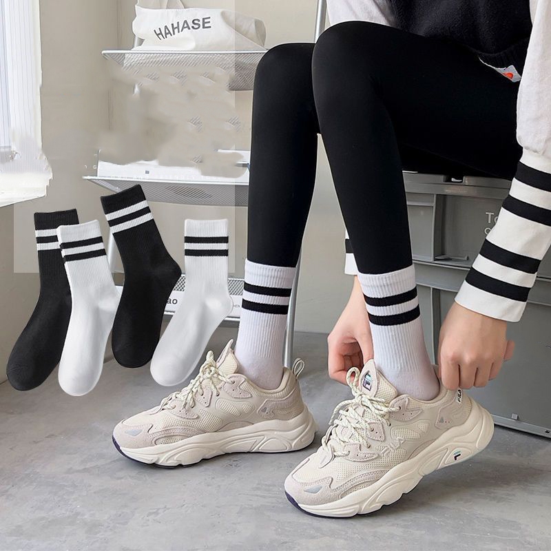 Tất cao cổ nữ kẻ sọc phong cách hàn quốc - Vớ nữ cotton mịn, co dãn ôm chân ZANABRA T588