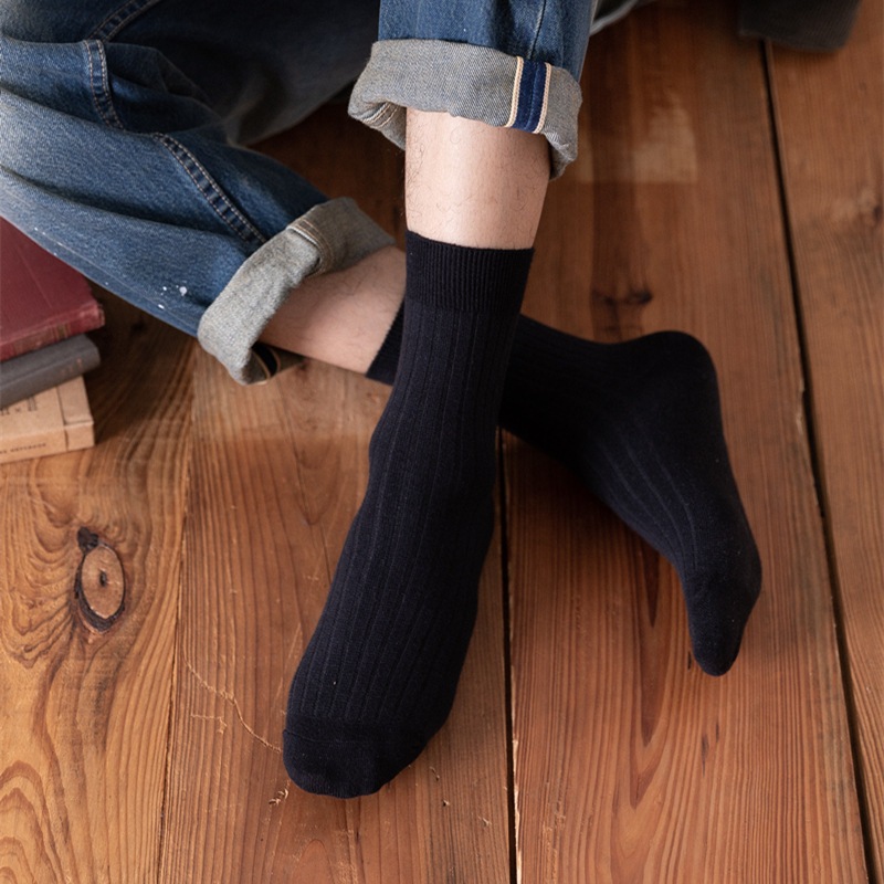Tất cổ cao nam cotton gân tăm - Vớ nam công sở, kháng khuẩn co dãn thoải mái ZANABRA T44