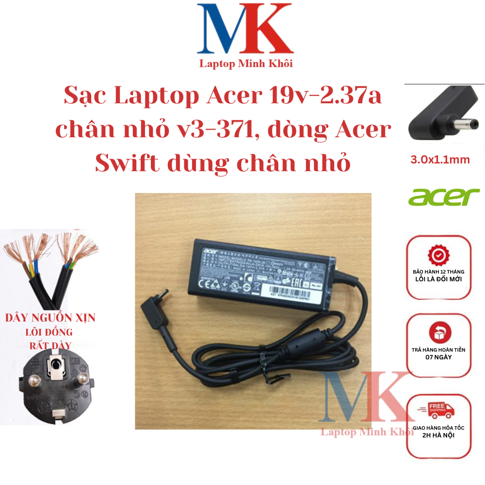 Chargeur DNX 19.5V 3.08A Pour Acer Aspire S13, S5-371, S7-392, V13 Et Autres