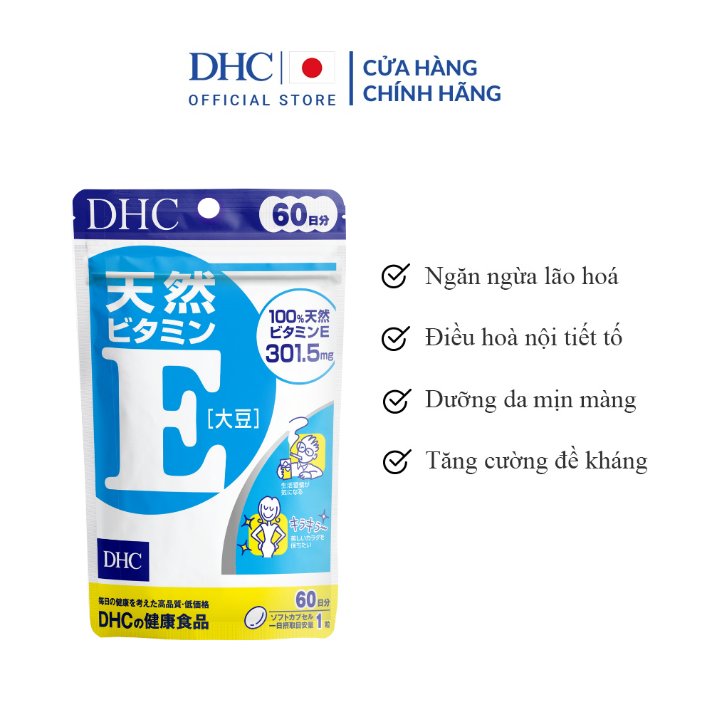 Viên uống bổ sung Vitamin E DHC Nhật Bản gói 60 viên (60 ngày)