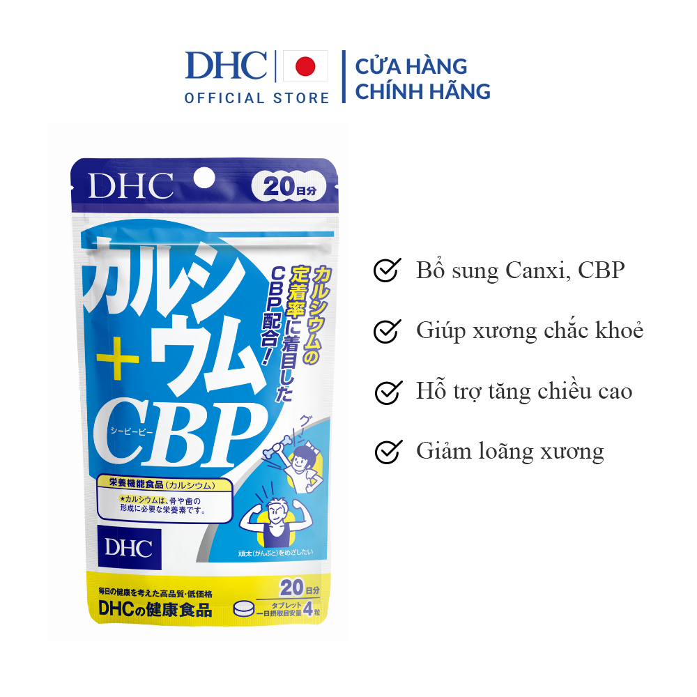 Viên uống Canxi DHC giúp xương chắc khoẻ, giảm đau nhức xương khớp gói 80 viên (20 ngày) và gói 240 viên (60 ngày)