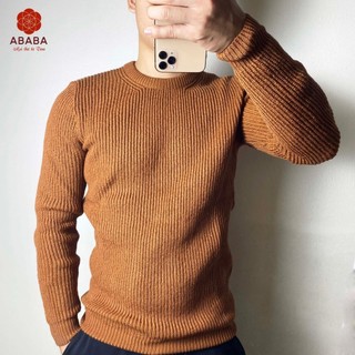 Áo len cổ tròn nam tay dài dáng thụng Hàn Quốc màu dễ phối đồ ABABA tron-ngom7