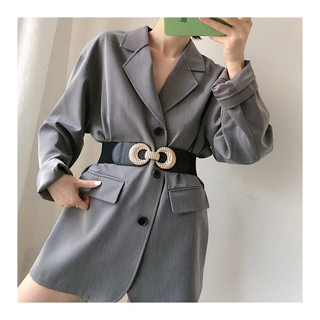 Đai váy liền, đai đầm liền, áo sơ mi, jumpsuit bản rộng, chun co giãn, móc khóa kim loại họa tiết 2 vòng tròn W76