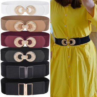 Đai váy liền, đai đầm liền, áo sơ mi, jumpsuit bản rộng, chun co giãn, móc khóa kim loại họa tiết 2 vòng tròn W76