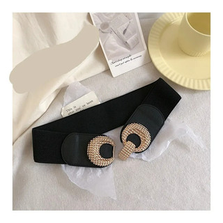 Đai váy liền, đai đầm liền, áo sơ mi, jumpsuit bản rộng, chun co giãn, móc khóa kim loại họa tiết 2 vòng tròn W76