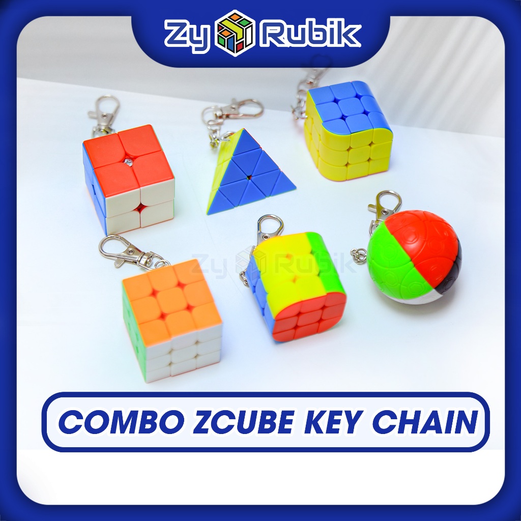 Combo Móc Khóa Rubik 3x3 2x2 Pyraminx Zcube Keychain Móc Khóa Treo Hình ...