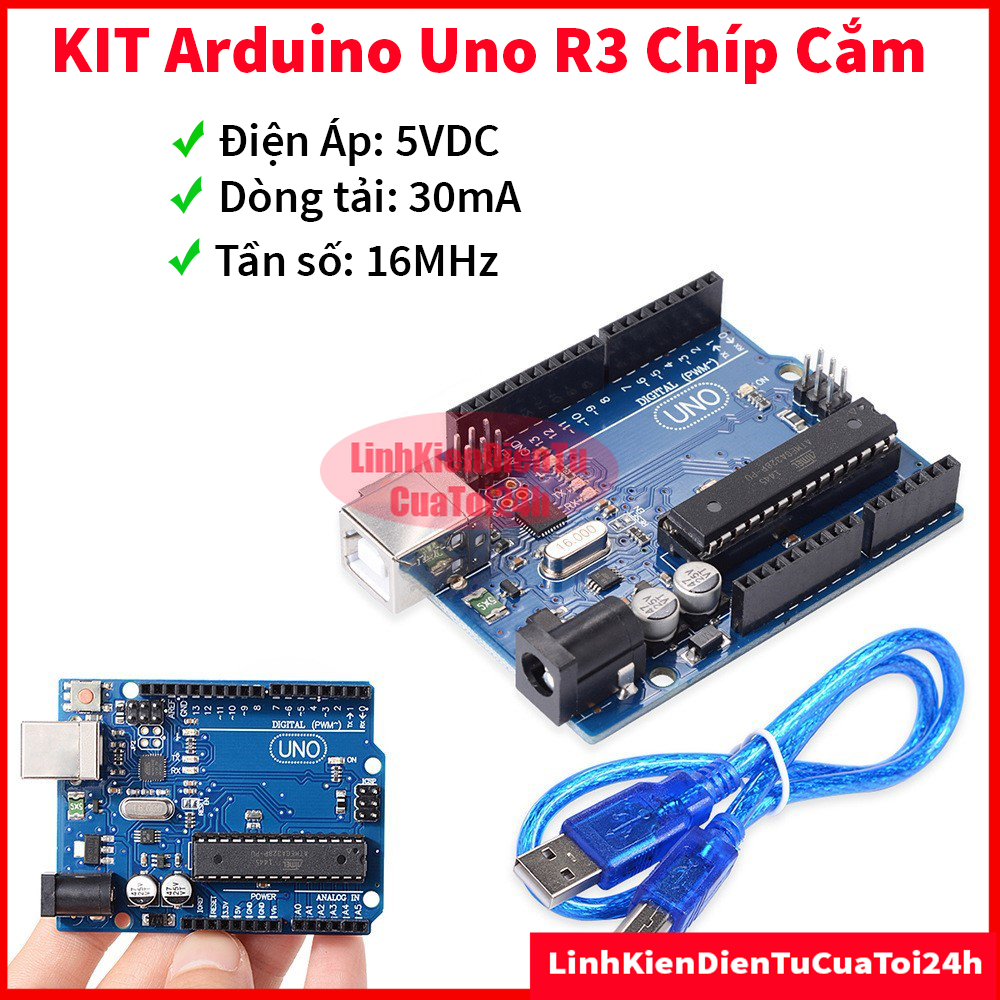 KIT Arduino Uno R3 Atmega328P Chíp Cắm Có Kèm Dây Cáp, R3 Chíp Dán ...