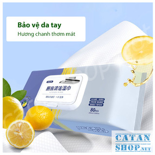 [80 tờ] Khăn ướt lau bếp đa năng, Giấy ướt vệ sinh nhà bếp, Bát đĩa siêu dai an toàn cho da tay, khăn cỡ lớn BepXanh