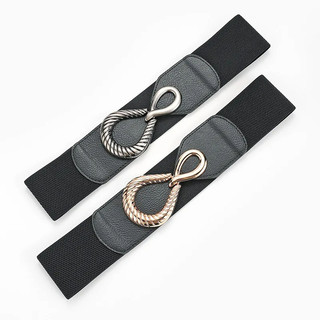 Đai váy liền, đai đầm liền, áo sơ mi, jumpsuit bản rộng, chun co giãn, móc khóa kim loại họa tiết hình số 8 W77