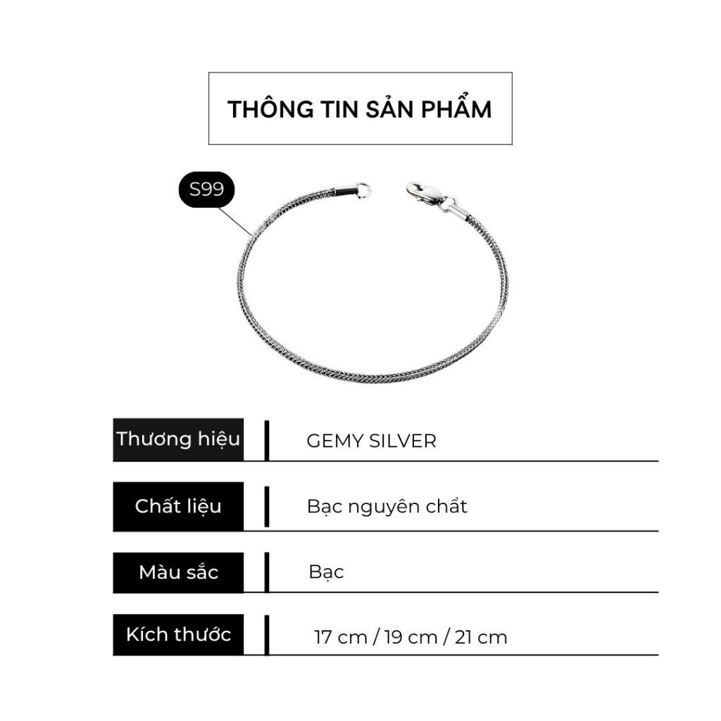 Vòng tay nam bạc lắc mắt xích trơn nhiều size đơn giản basic | GEMY SILVER VTN3