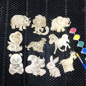 SET 10 hình gỗ động vật hoang dã tô màu cho bé - Bộ gỗ tô màu đồ chơi khám phá thế giới trong rừng