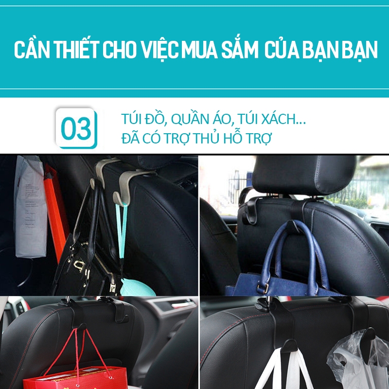 Móc treo đồ đa năng cài sau ghế oto xe hơi, móc giá kẹp ghế chữ S giữ đồ sau ô tô- phụ kiện đồ chơi ôtô